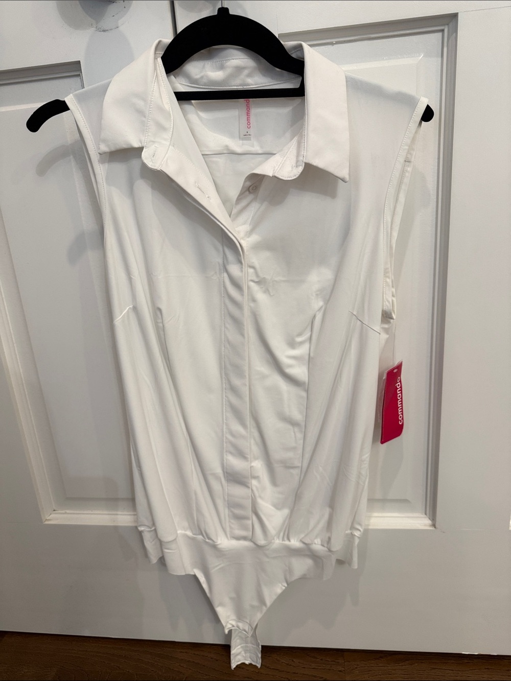 Commando White Sleeveless Collared Bodysuit